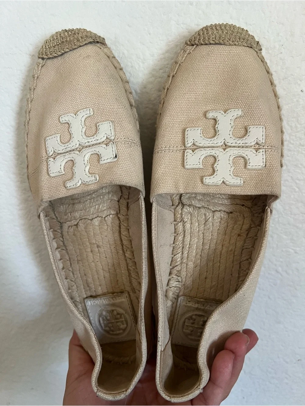 Tory Burch Weston Natural Logo Espadrille Flats Size 6